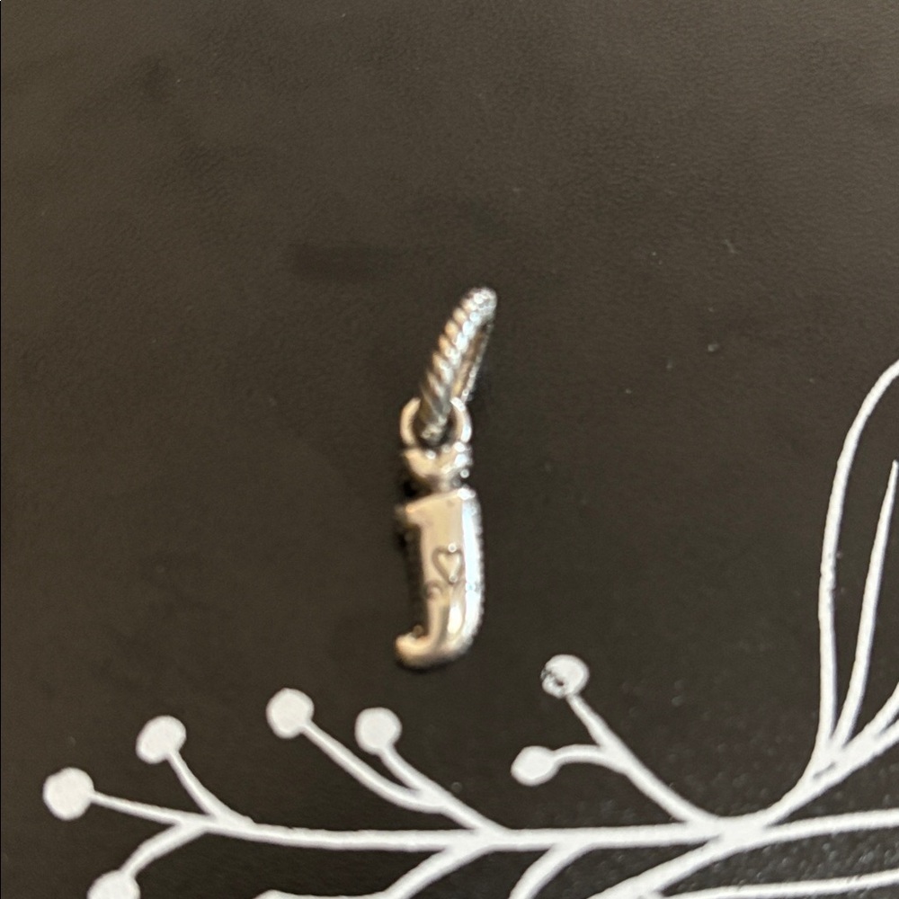 Silver Initial J Pendant Charm